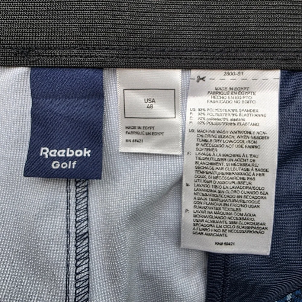 Reebok Golf Mens Blue Windowpane Plaid Performance Shorts Size 48 Stretch Active